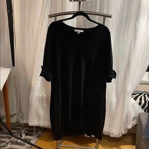 Sympli Black Tunic with Ribbed Trim